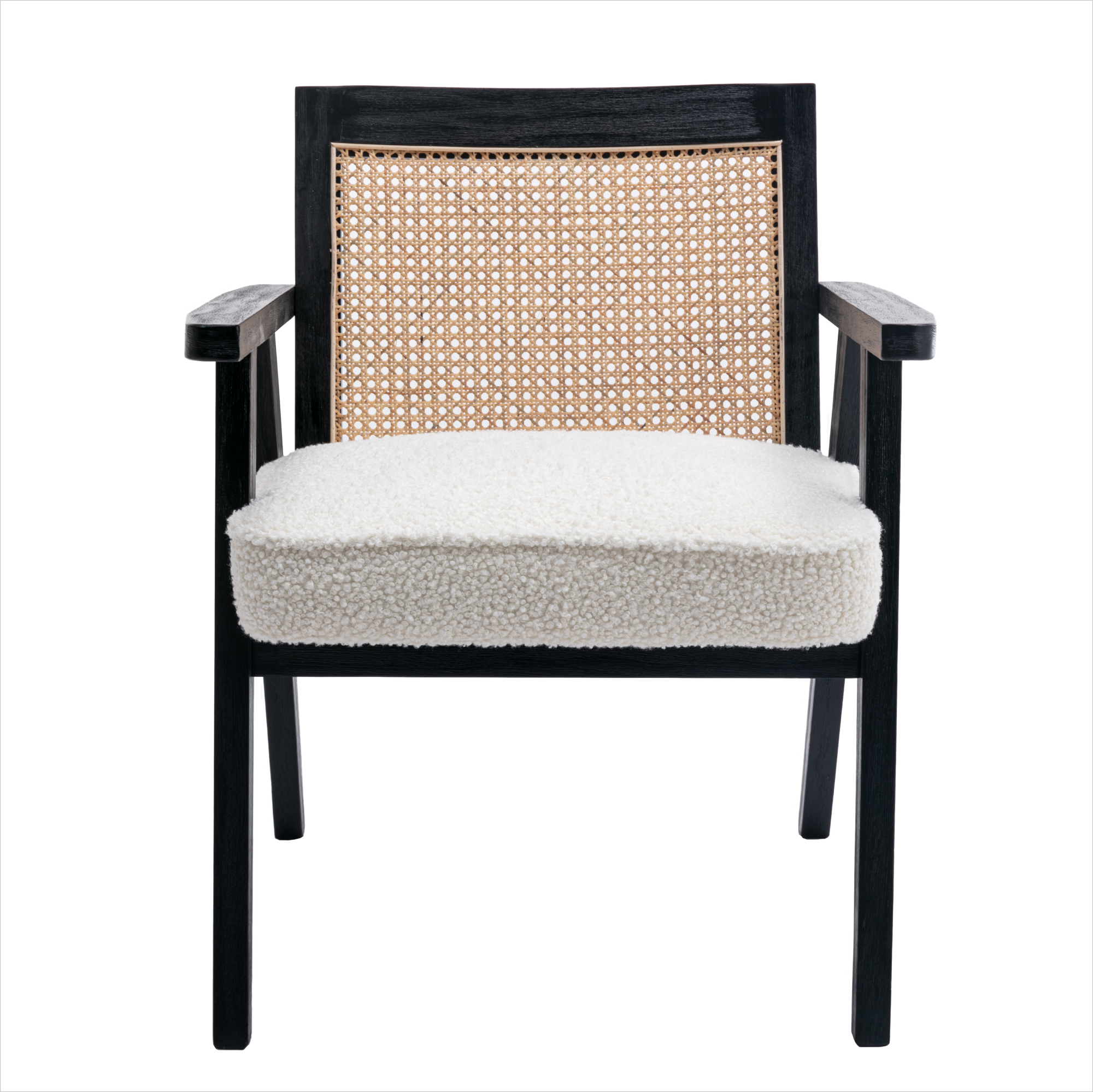 Upholstered Cane Lounge Chair