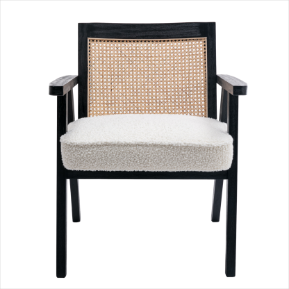 Upholstered Cane Lounge Chair