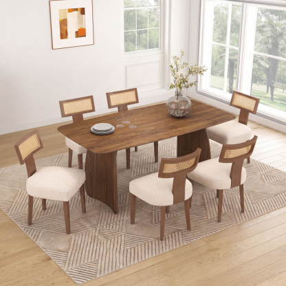Nico Rectangular Walnut Dining Table Set (Seats 4-6)