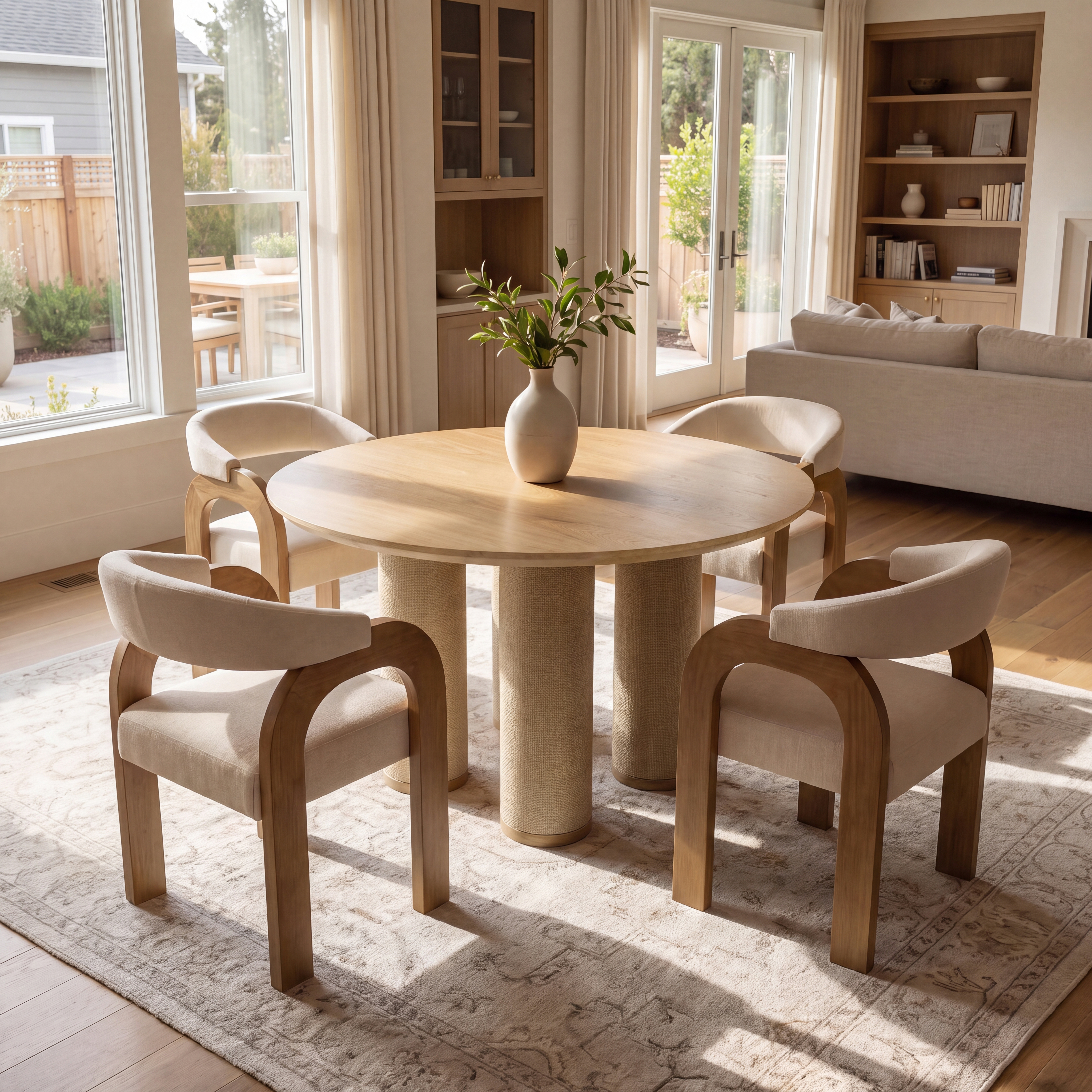 Drift 47.5'' Round Dining Table With Clara Chairs Set