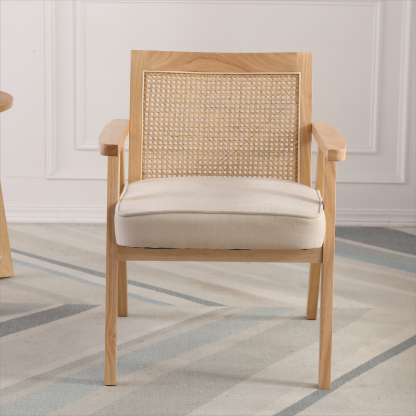 Upholstered Cane Lounge Chair