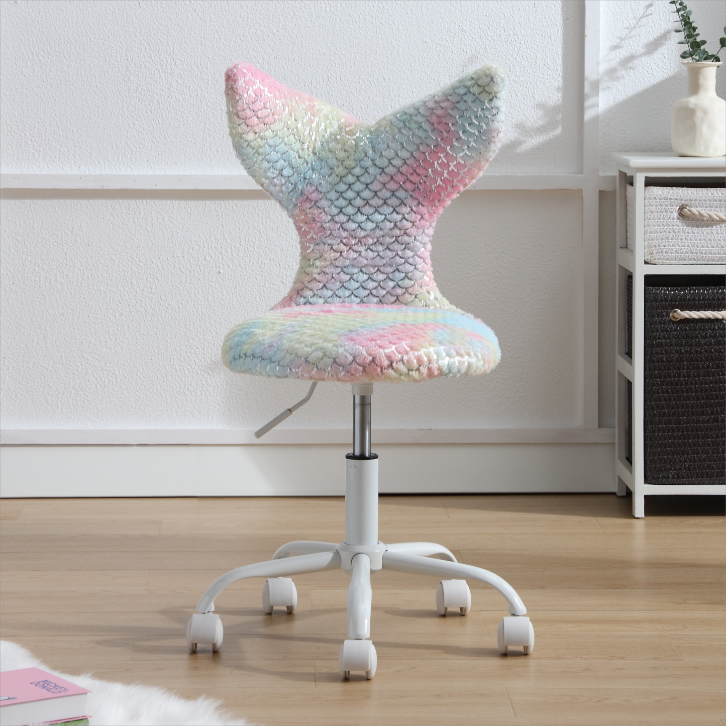 Unicorn Fuzzy Kid Desk Chair Study Vanity Swivel for Girls Room