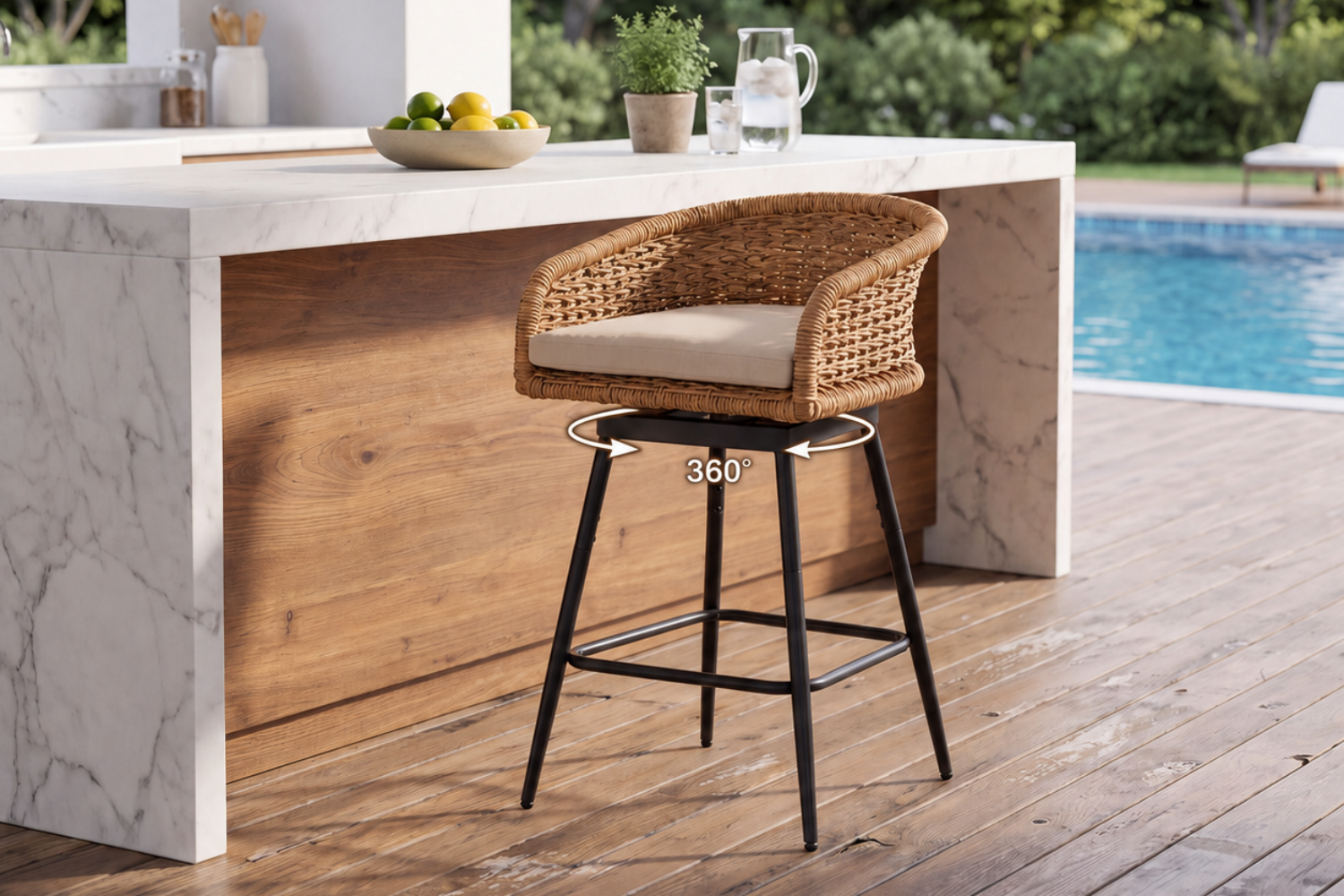 Mid-century lounge chair with a solid walnut frame and slatted back