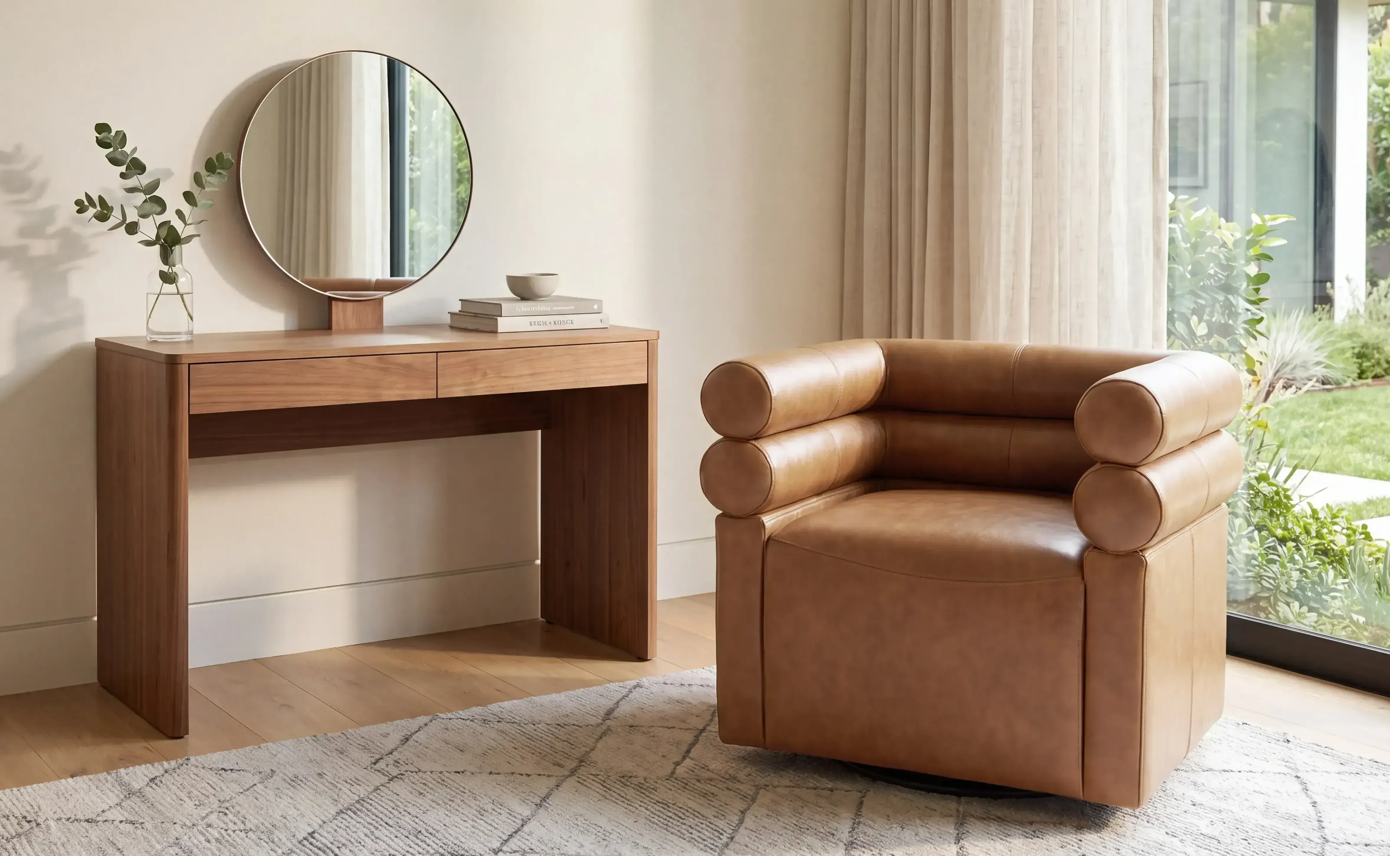 Smooth and easy-care genuine leather upholstery