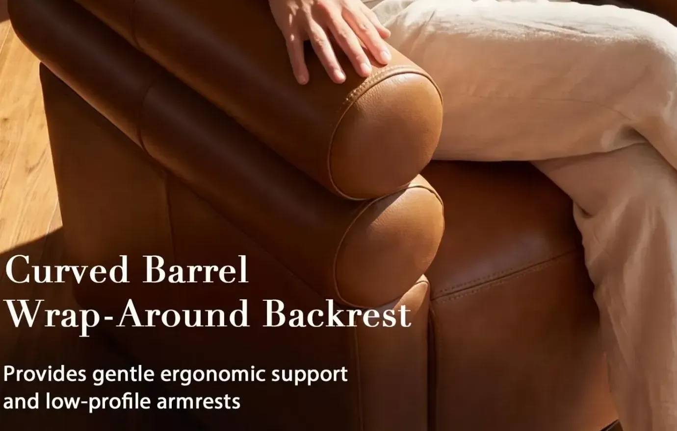 Rounded arms and generously cushioned seat