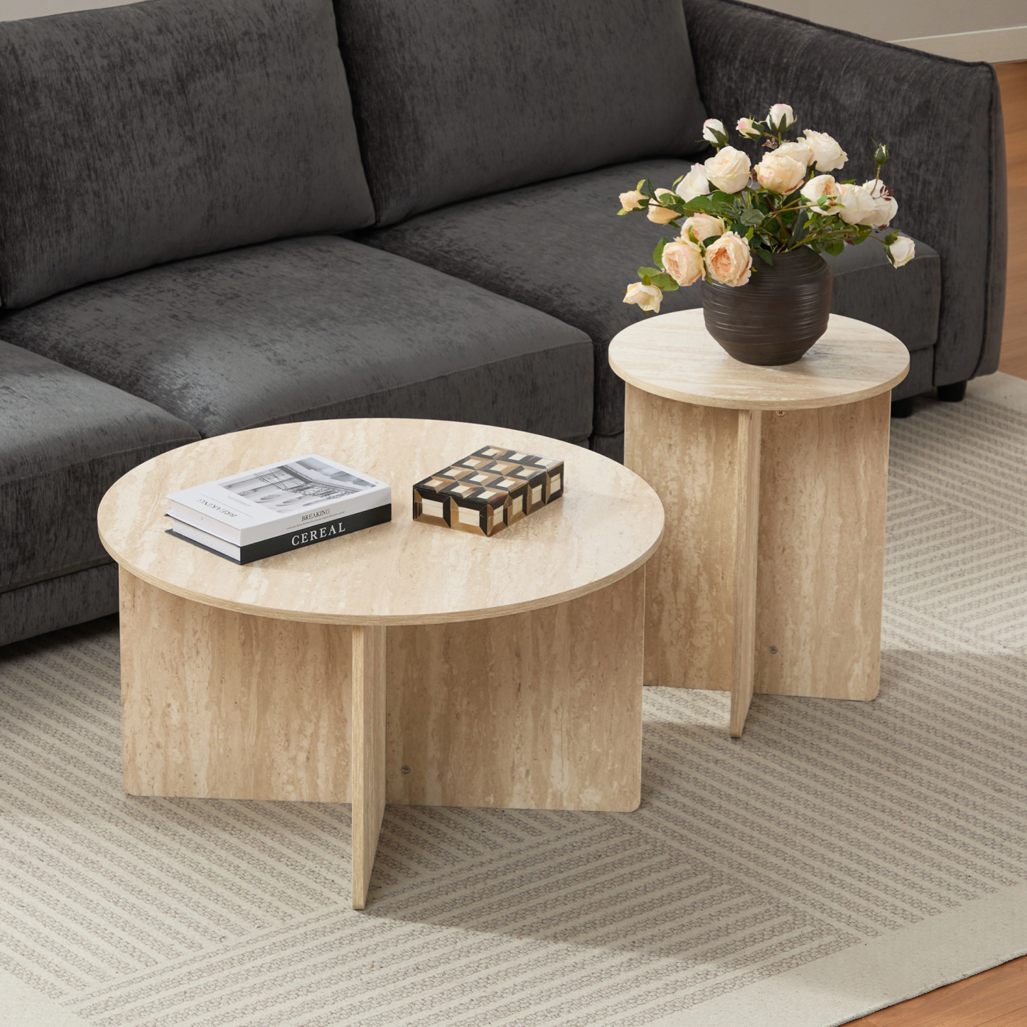 Kemary Coffee Table Set of 2 Wash White Side Table