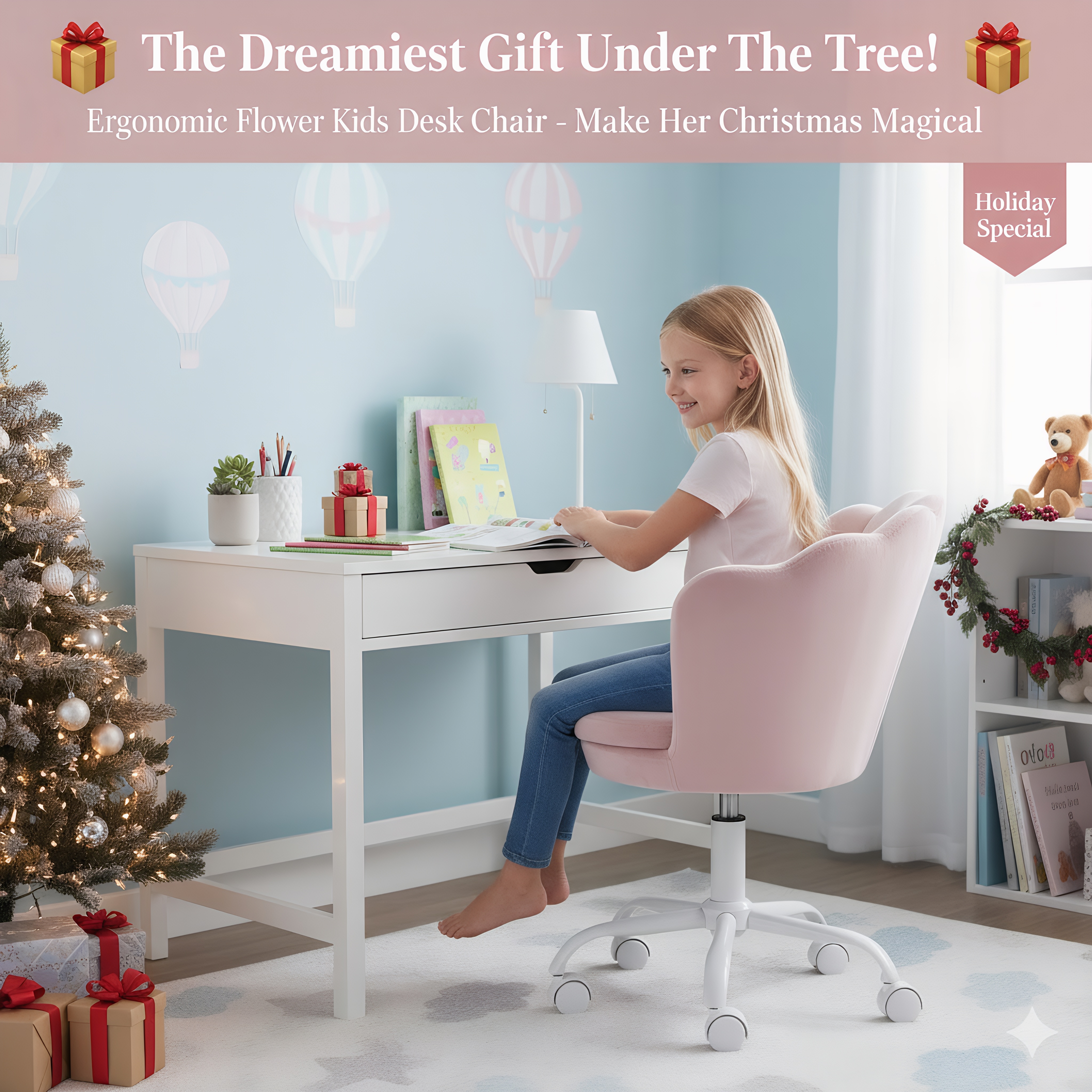 🌸Flower Kids Adjustable Desk Chair