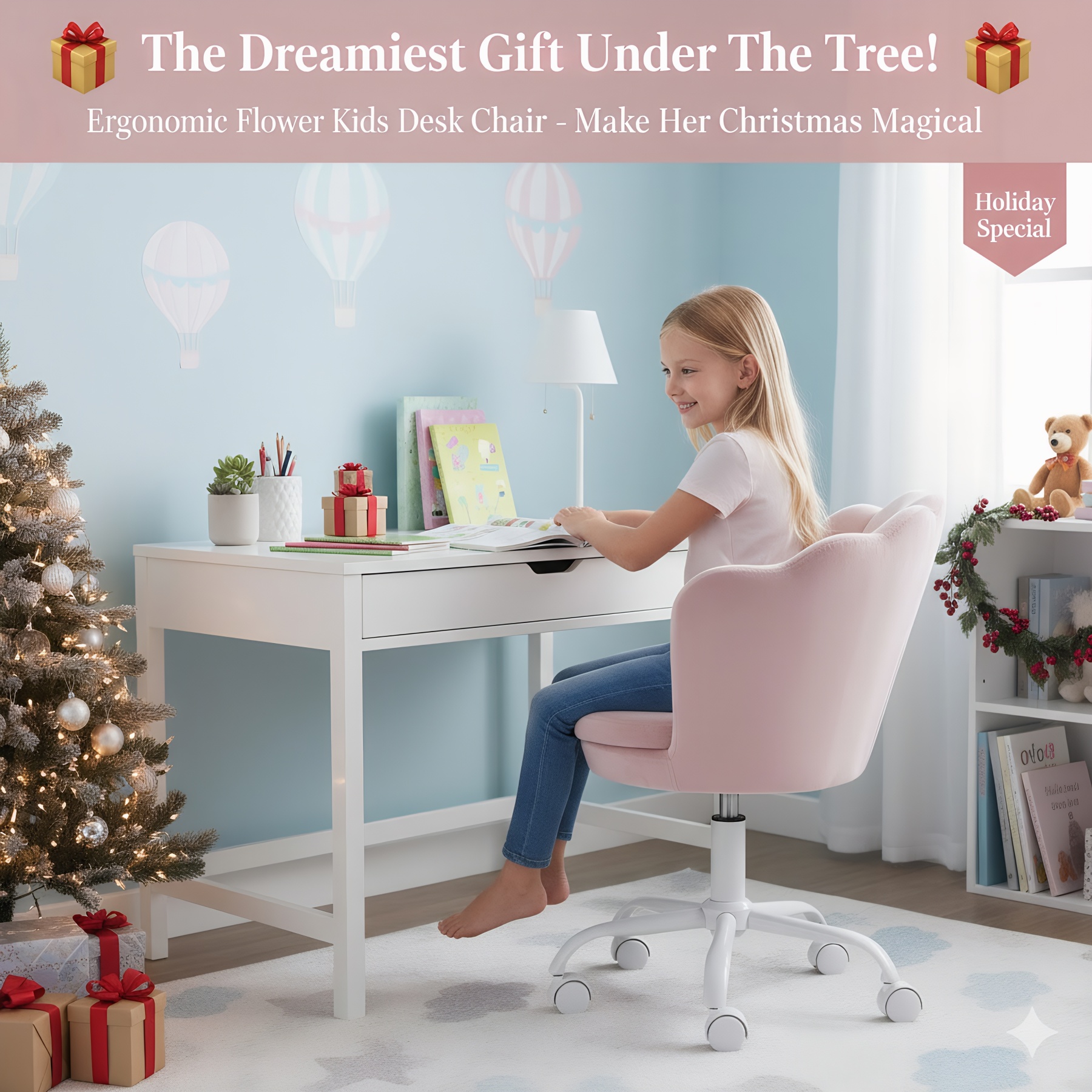 🌸Flower Kids Adjustable Desk Chair