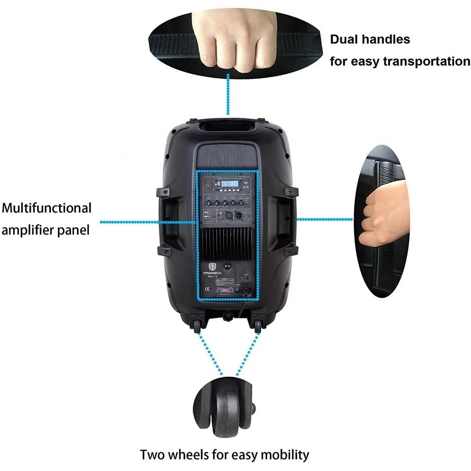 Proreckaudio PR-C15 SPEAKER PA System|15Inch 2000 Watt | PA Speaker DJ Speaker Party Speaker|Led speaker