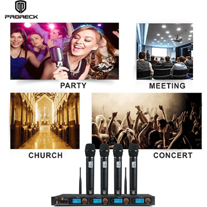 PRORECK MX44 | Wireless Microphone System|Handheld Wireless Vocal Karaoke Machine