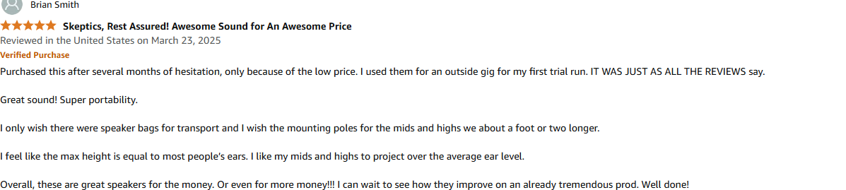 ProReck speakers performing outdoors with excellent sound and lightweight portability