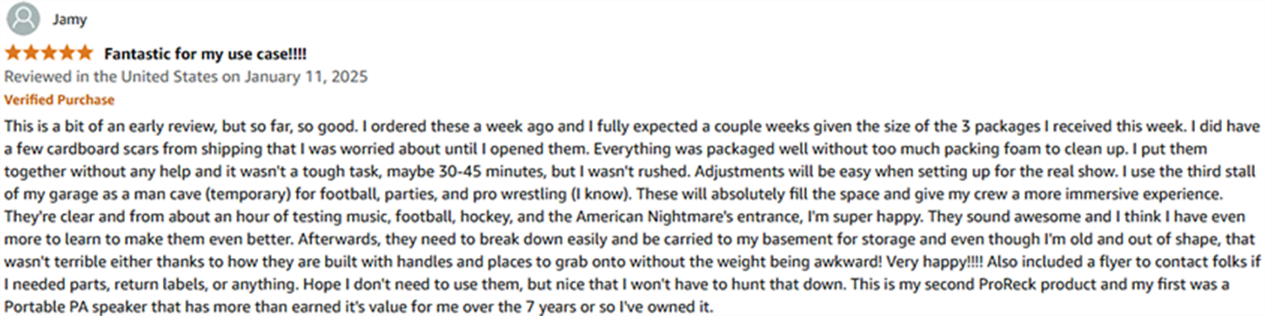 User setting up and storing ProReck speakers easily using built-in handles and compact design