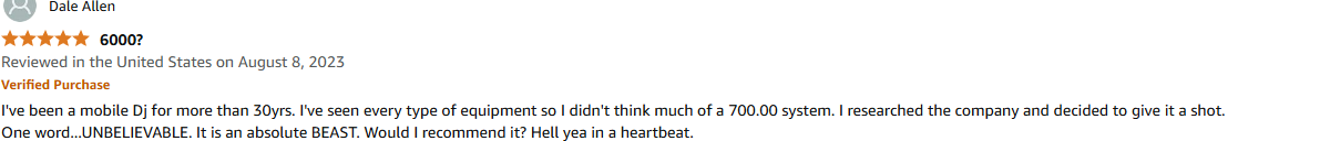 Veteran DJ using ProReck Club 6000 system with pro-level sound under $700