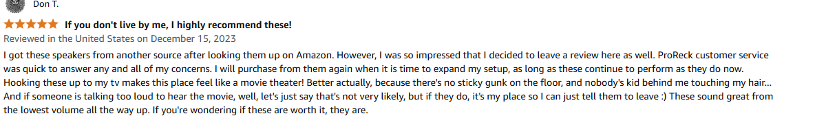 Home theater setup using ProReck speakers with deep bass and cinema-level clarity