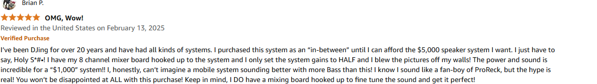 Experienced DJ using Proreck Club 8000 powered PA system delivering high-end level clarity and bass