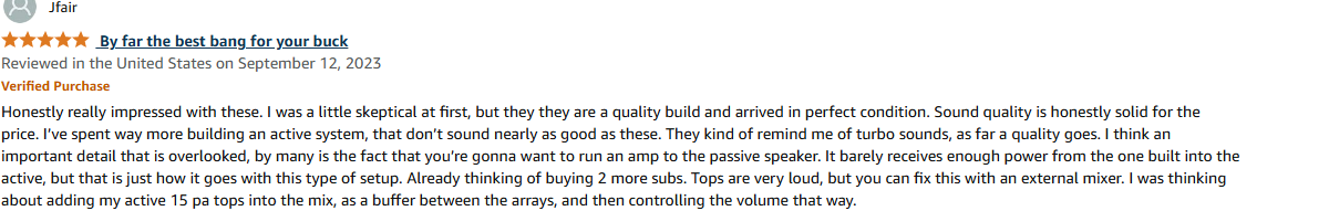 Live band using Proreck Club 8000 system with dual subwoofers and powerful stage presence