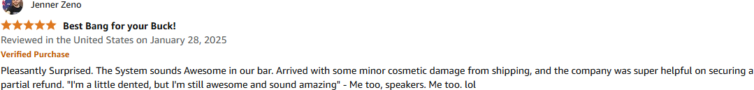 ProReck speaker system installed in a bar venue delivering high-quality sound for small crowds