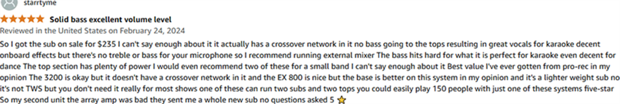 ProReck subwoofer setup used at a karaoke and small DJ show with strong bass and clear vocals