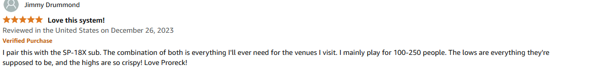 ProReck system with SP-18X sub powering mid-sized venues of 100–250 people