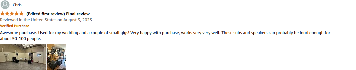 Proreck Club 8000 setup used at a wedding reception with clear, powerful sound