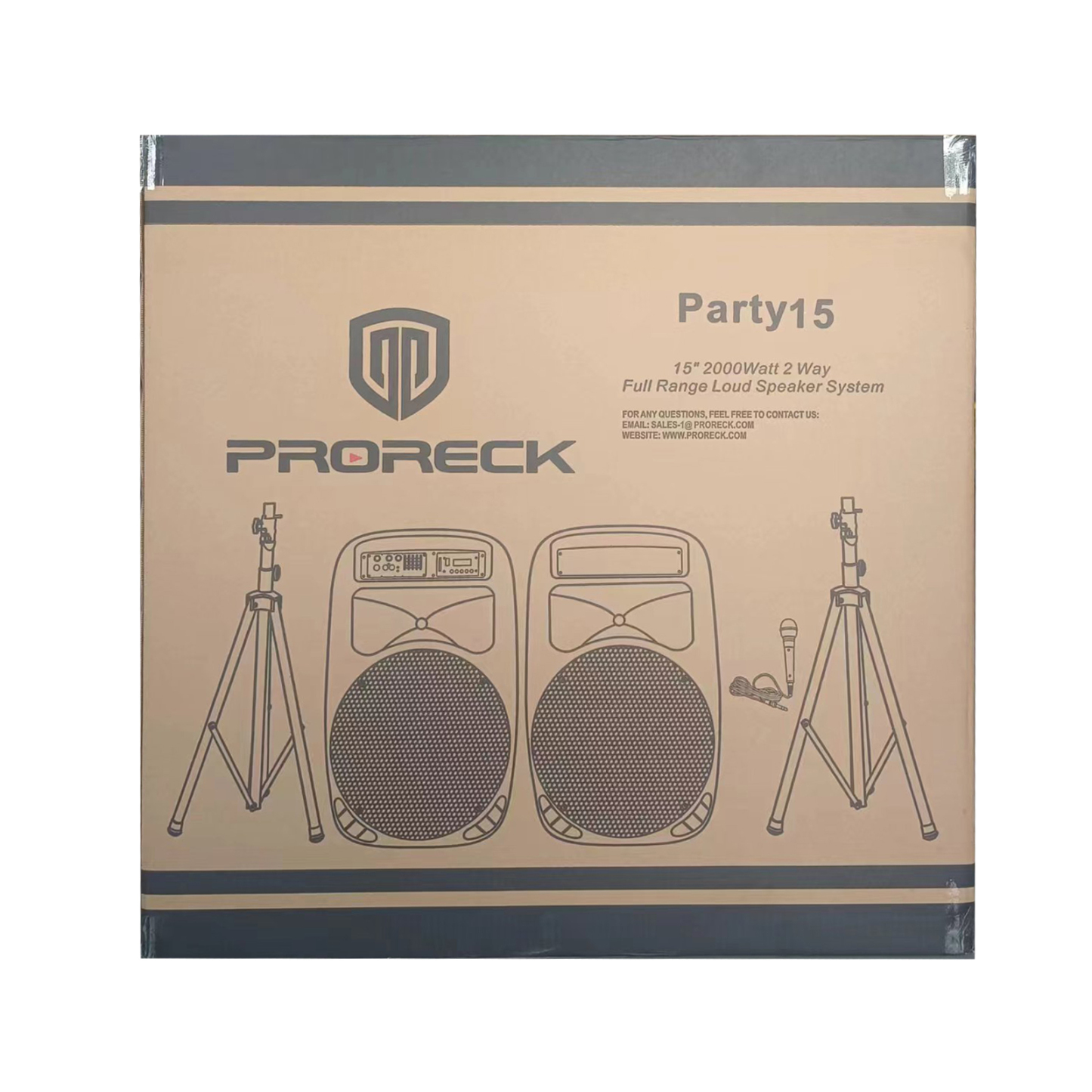 PRORECK Party 15 | Portable 15-Inch 2000 Watt Powered PA Speaker System