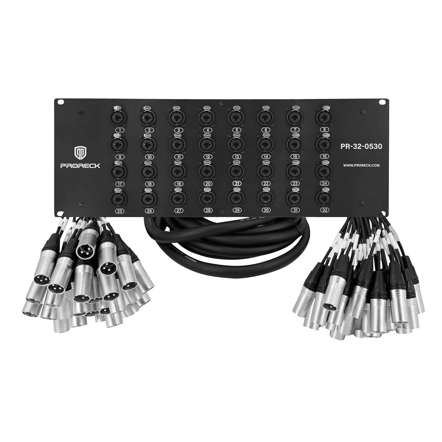 PRORECK PR-32-0530 | 32 Channel 5x30 Foot TRS XLR Combo Splitter Snake Cable