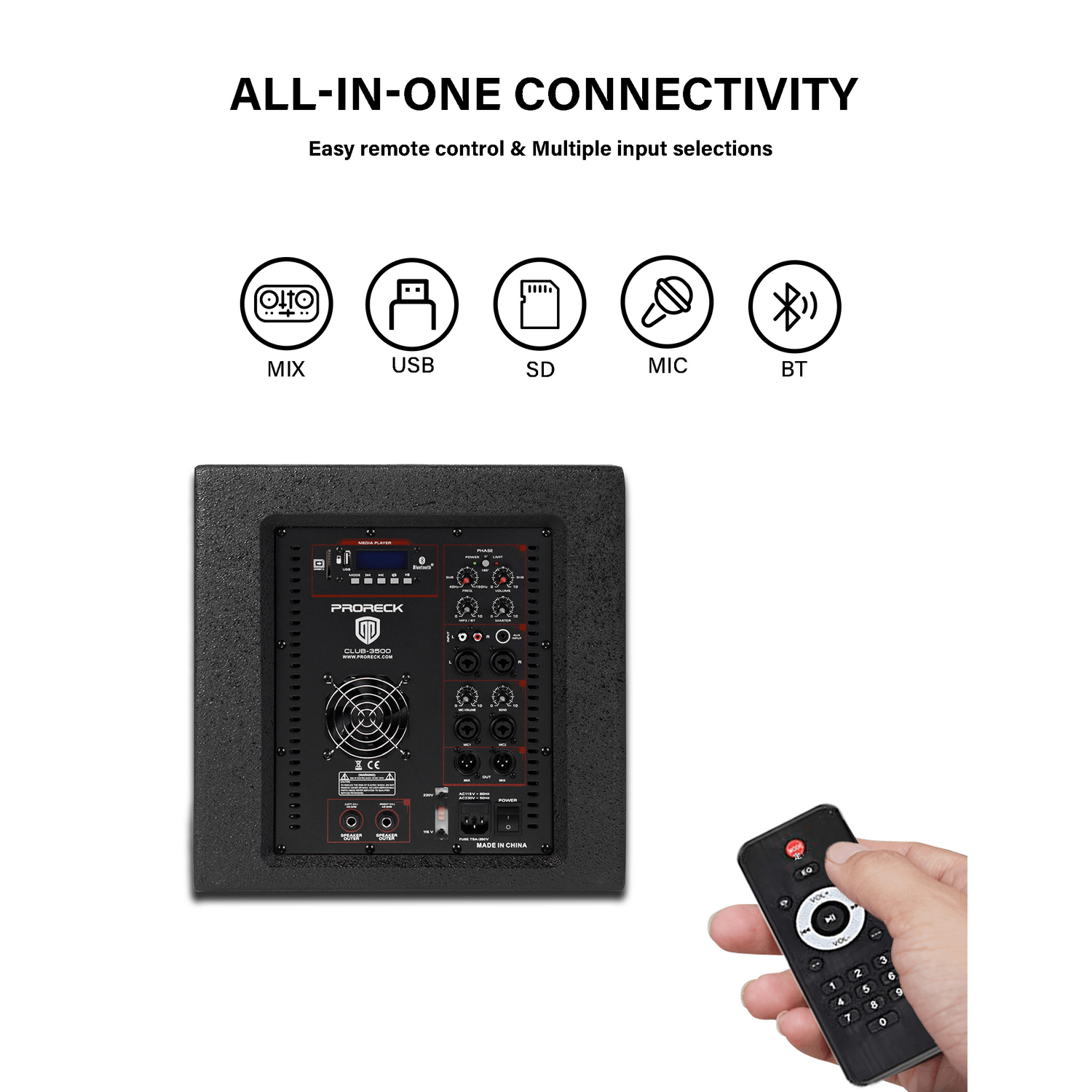 PRORECK Club 3500 | Bluetooth 3500W Party PA System |15''SUB|15 inch powered subwoofer