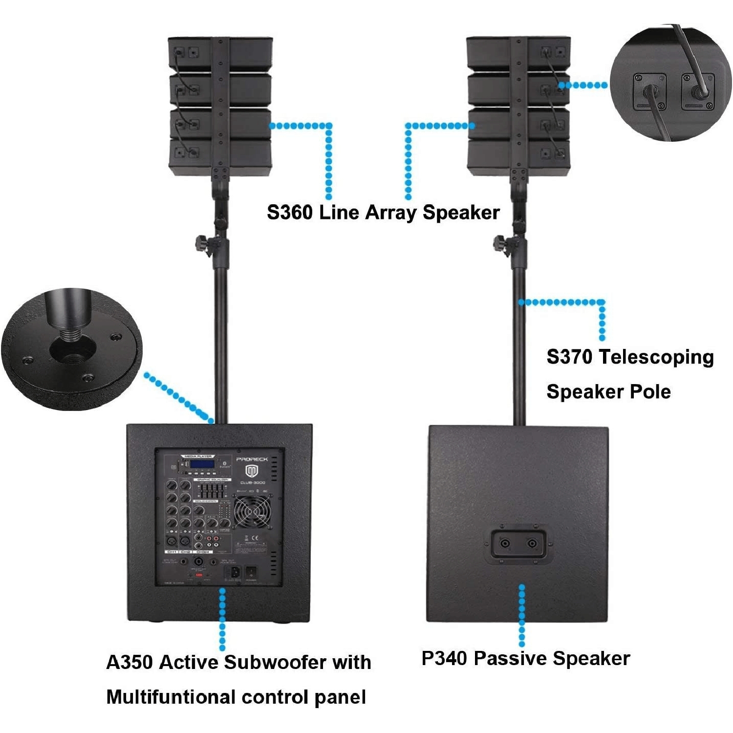 4000W P.M.P.O. PRORECK CLUB-3000 Dual 12" PA SYSTEM | Indoor & Outdoor