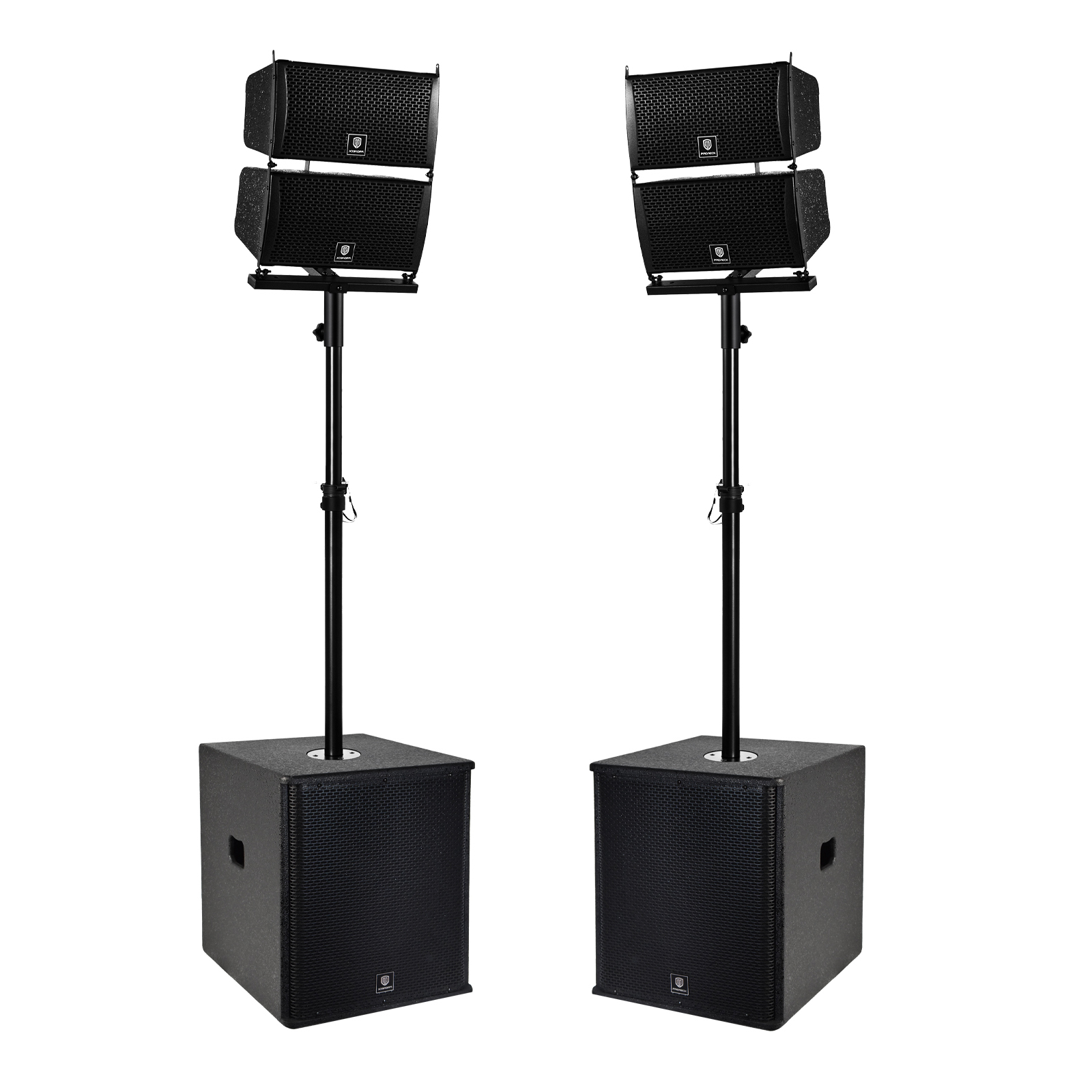 PRORECK Club 6000 15-inch 6000W P.M.P.O Stereo PA Speaker System Combo Set 4 Line Array Speakers, 2 15-inch Subwoofers with BluetoothUSB ReadSD CardRemote Control, for Party DJ Wedding Meeting