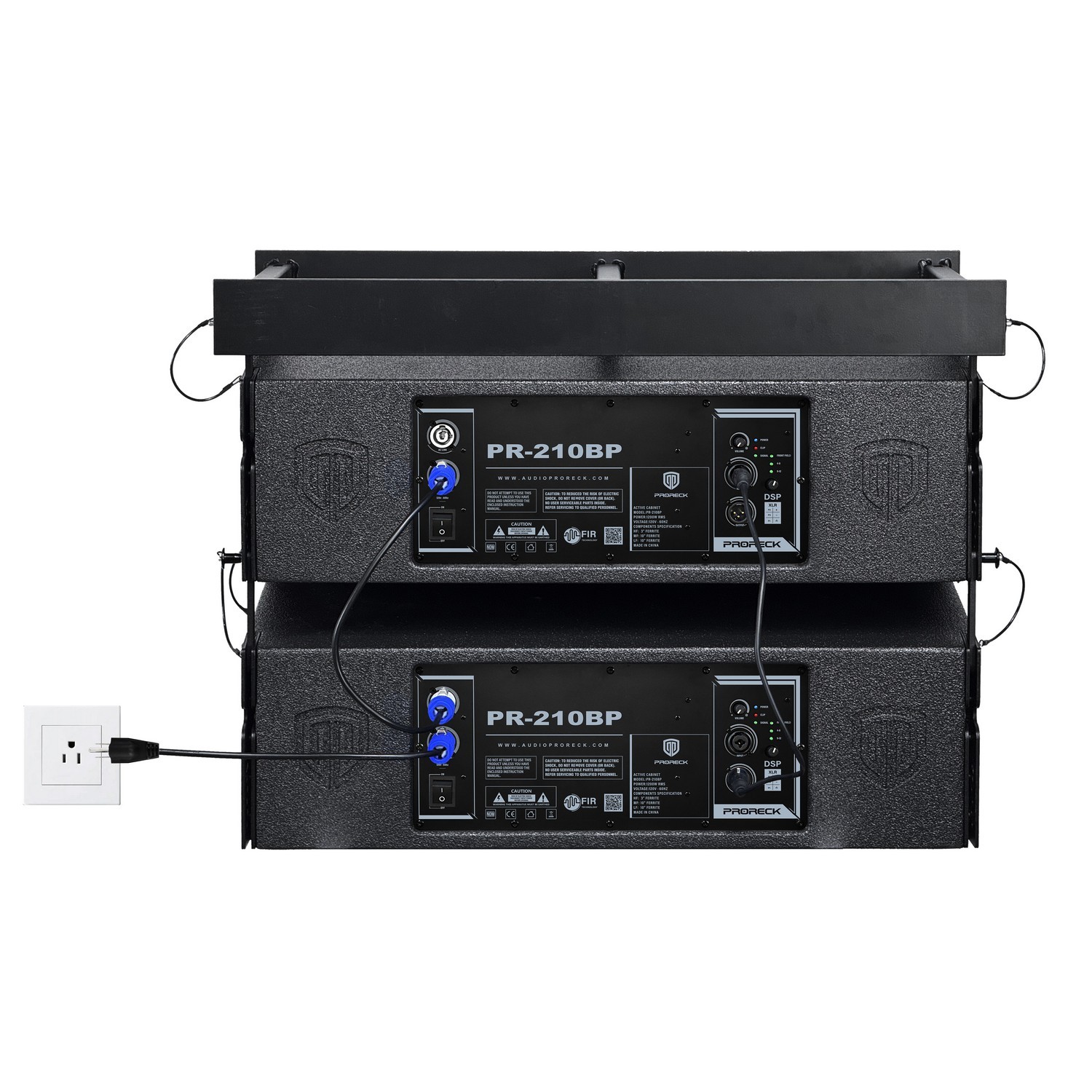 PRORECK PR-210BP-2F Powered  Dual10" Line Array Speakers - (One Pack includes 2 speakers and 1 fly bar)