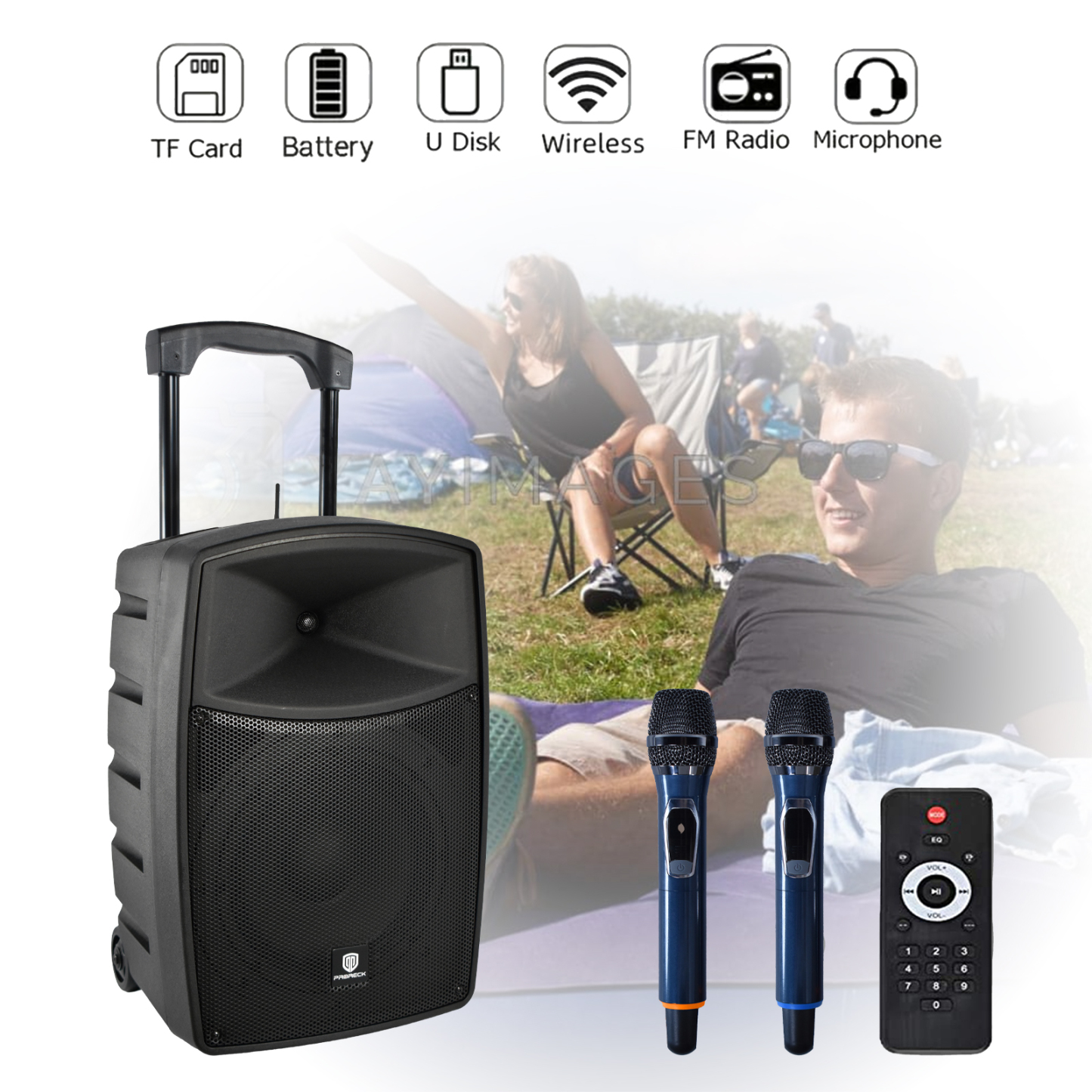 PRORECK Freedom 10 | 10'' Inch Party & Karaoke Speakers with Rechargeable Battery