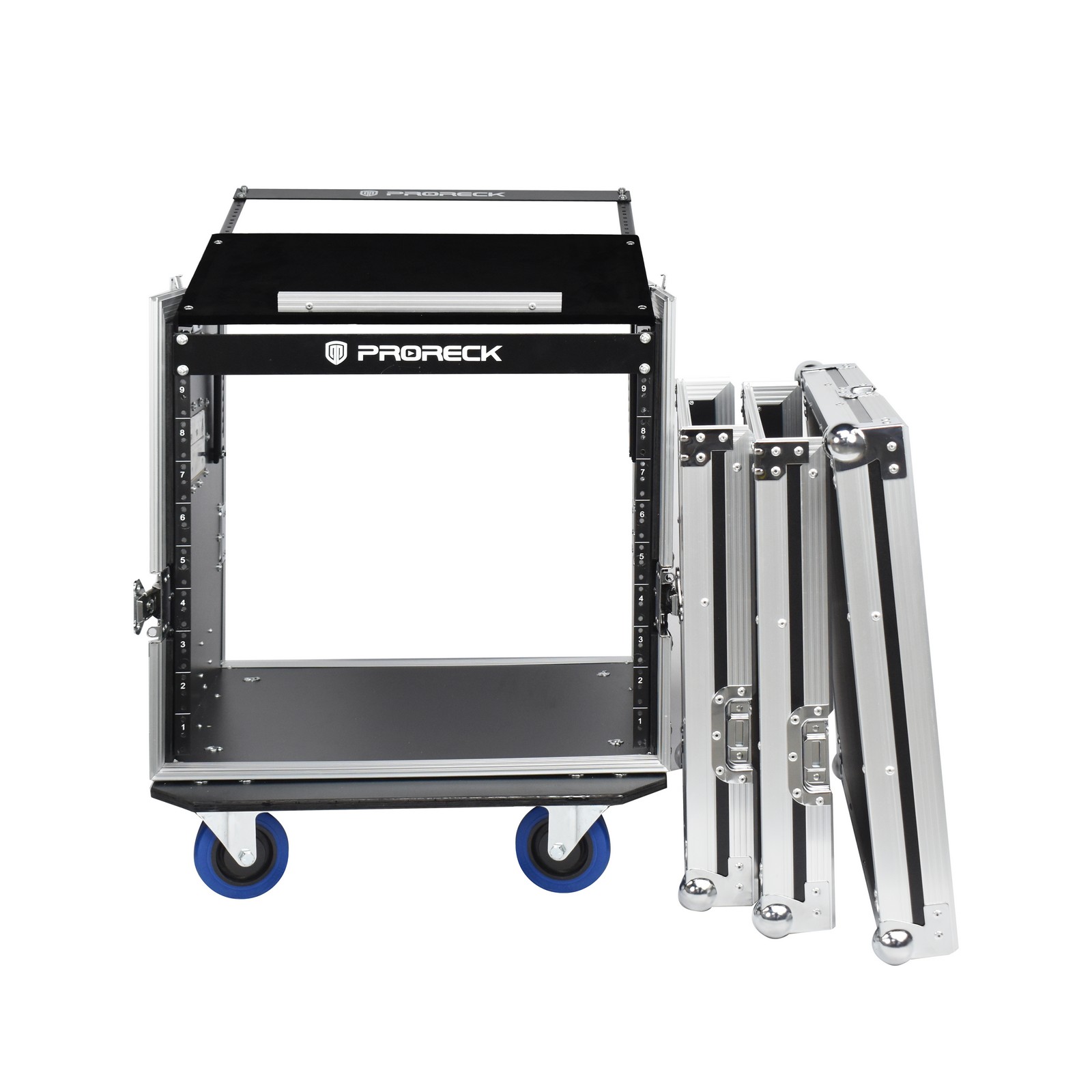Sound Town 10U Pa DJ Pro Audio Rack/Road ATA Case With 2U Drawer, 11U Slant Mixer Top, DJ Work Table, Casters, Pro Tour Grade (MR-DR10U