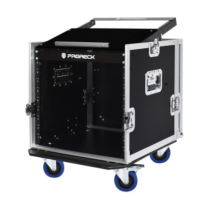 Front view of PRORECK PR-10U 10U rack case – heavy-duty road case with wheels and twist latches for DJ equipment
