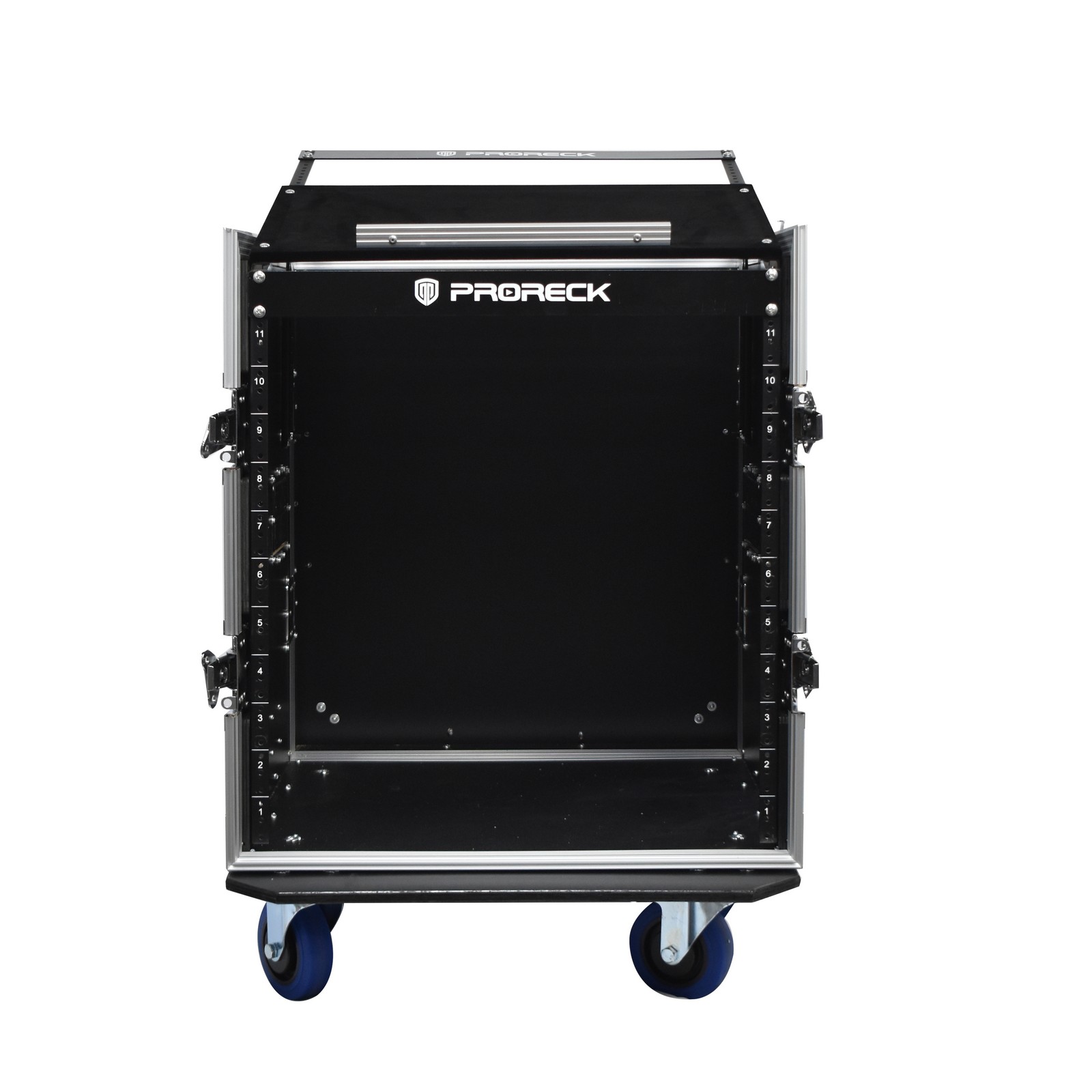 PR-12U | Rack Case 12U - Portable Mixer Flight Case with Laptop Shelf, Side Tables, and Casters  - PRORECK