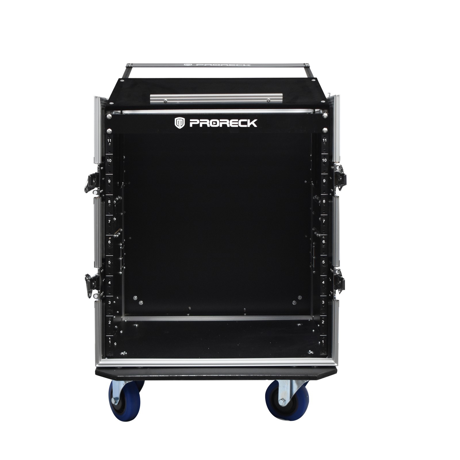 PR-12U | Rack Case 12U - Portable Mixer Flight Case with Laptop Shelf, Side Tables, and Casters  - PRORECK