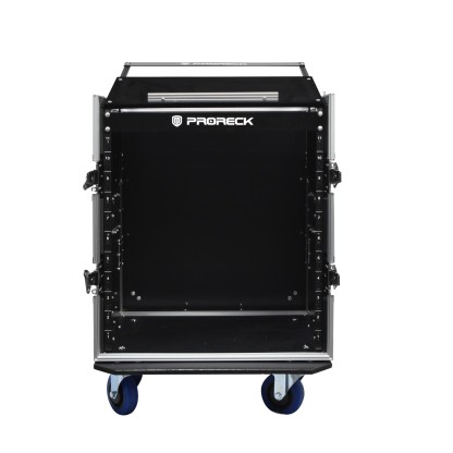 PR-12U | Rack Case 12U - Portable Mixer Flight Case with Laptop Shelf, Side Tables, and Casters  - PRORECK