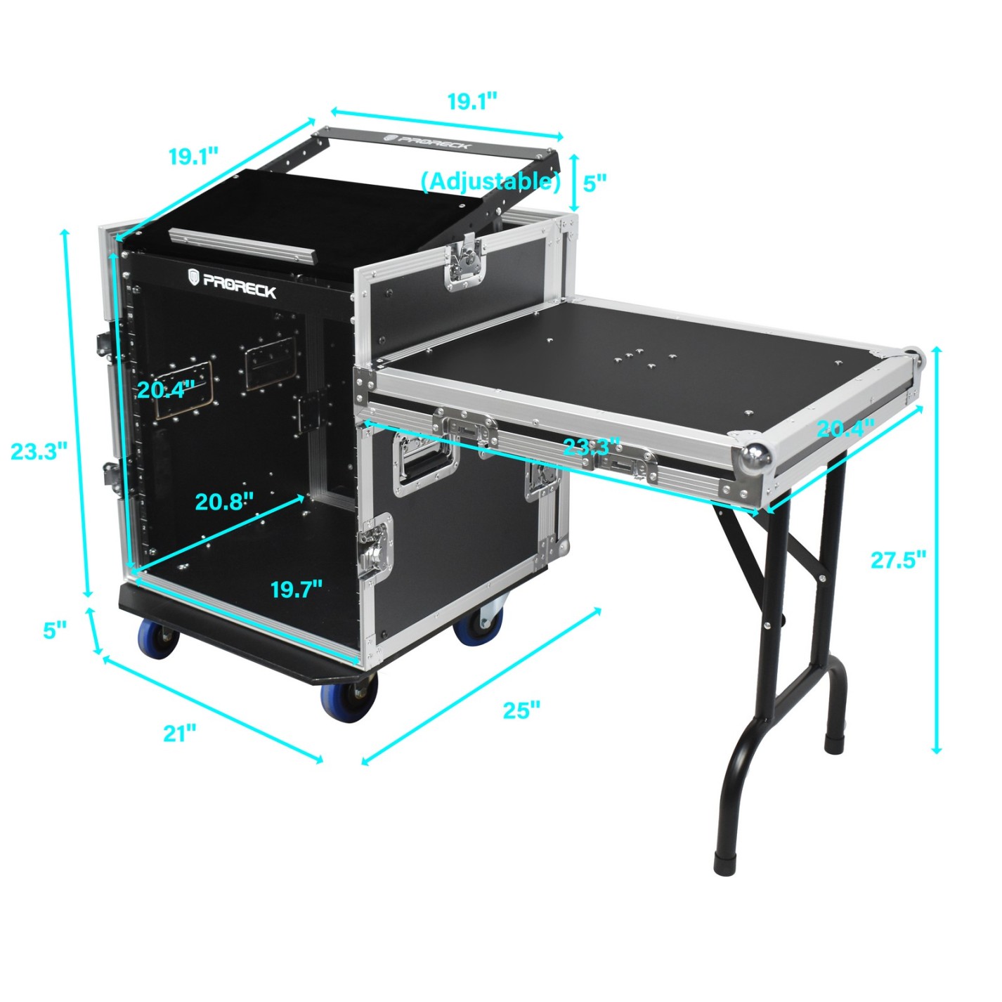 PRORECK PR-12U DJ Rack Case with Laptop Shelf & Casters