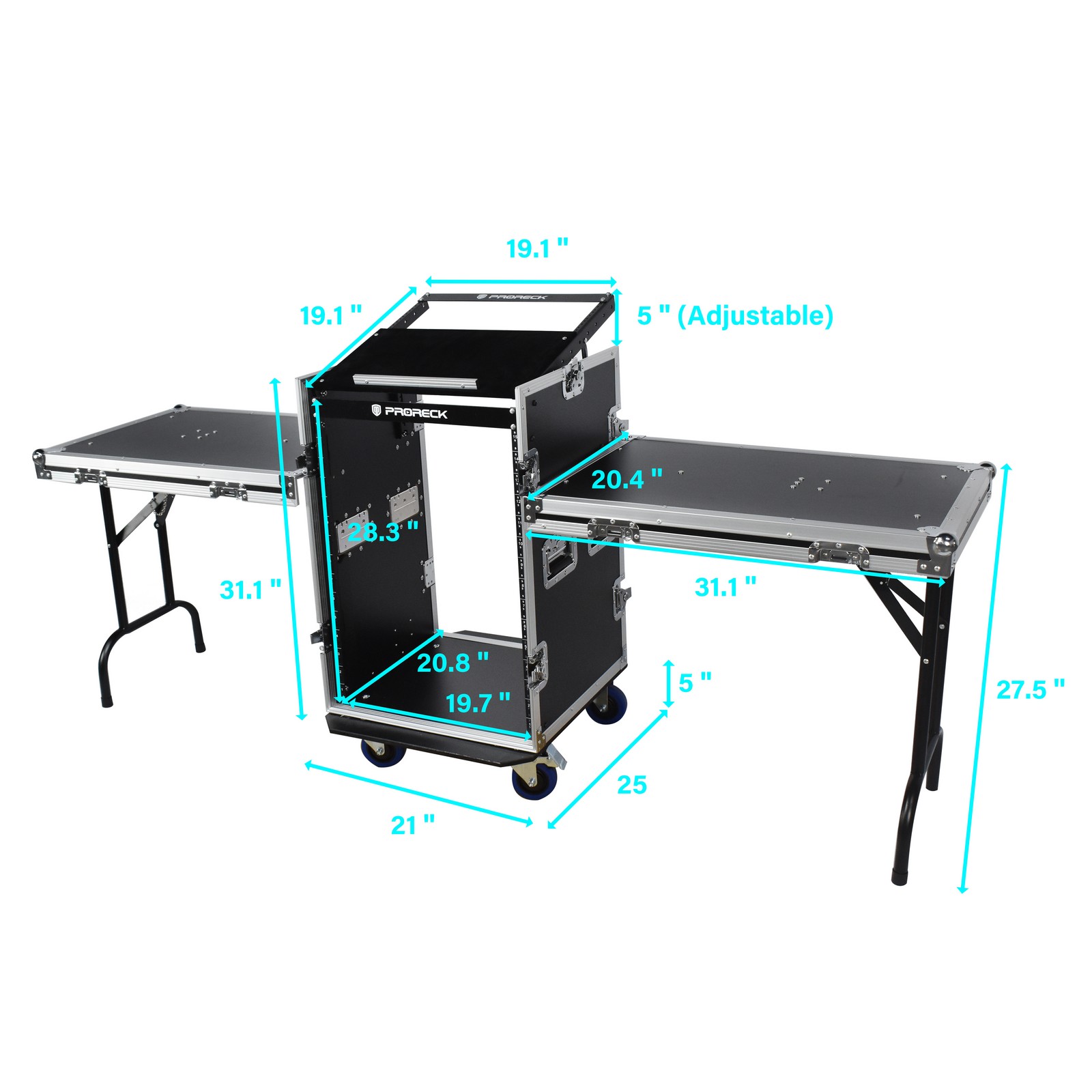 PRORECK PR-16UW rack case dimensions – includes labeled height, width, and depth