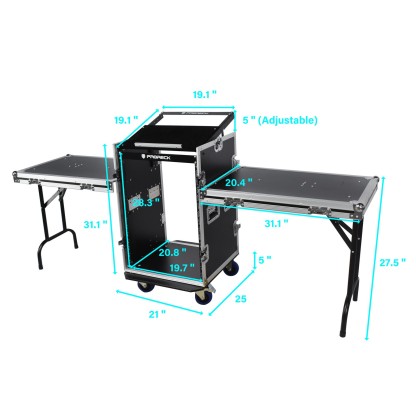 PRORECK PR-16UW rack case dimensions – includes labeled height, width, and depth