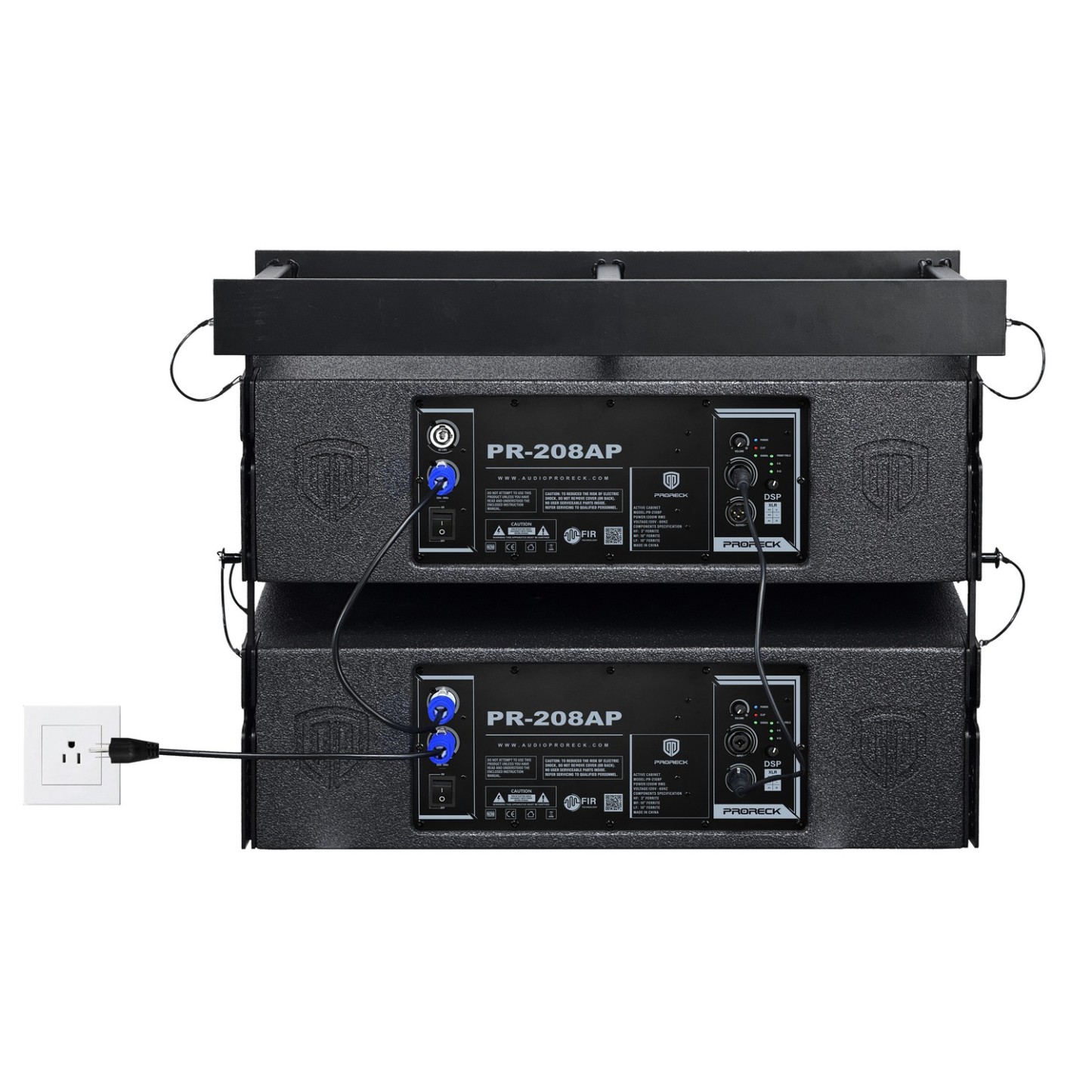 PRORECK PR-208AP-2F Dual 8" Powered Line Array Speaker System | 2000W Peak Power| with Fly Bar Hanging