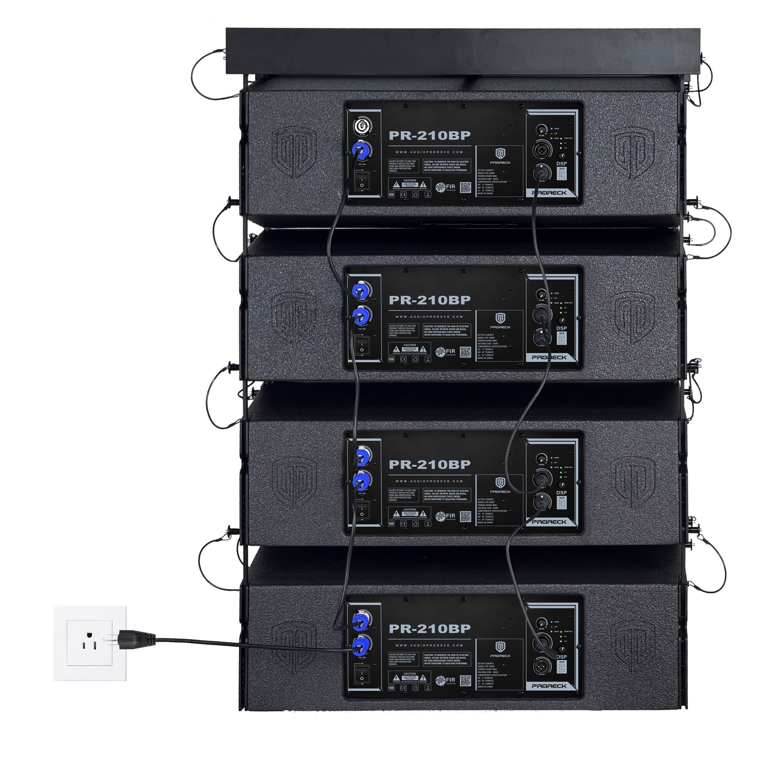 PRORECK PR-210BP Dual 10" Powered Line Array Speaker System | 5000W Peak Power|Set of 4 with Flying Hardware