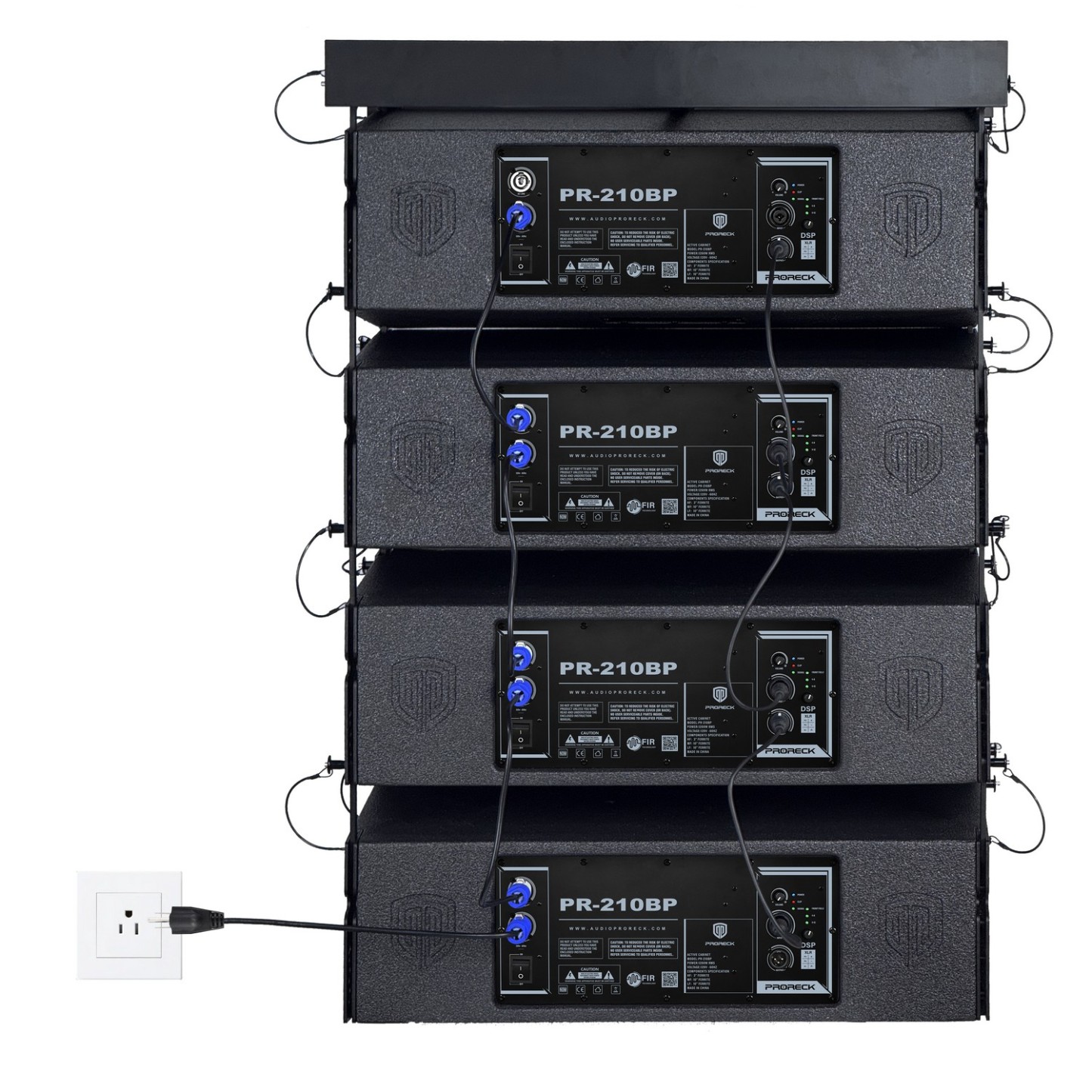 PRORECK PR-210BP Dual 10" Powered Line Array Speaker System | 5000W Peak Power|Set of 4 with Flying Hardware