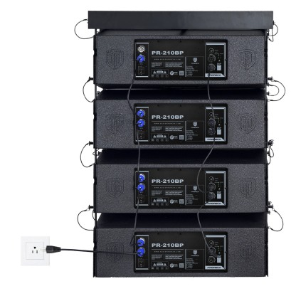 PRORECK PR-210BP Dual 10" Powered Line Array Speaker System | 5000W Peak Power|Set of 4 with Flying Hardware
