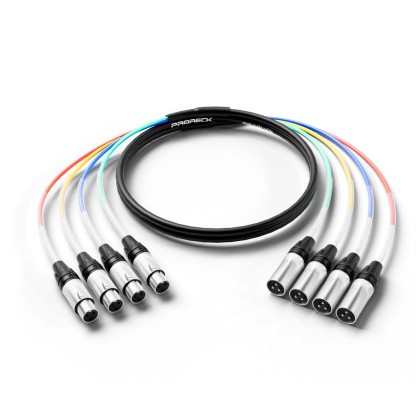 PRORECK PR-XLR/XLR-4*10 | XLR Male to XLR Female) Cable 10ft 4 Channel | Audio Cable