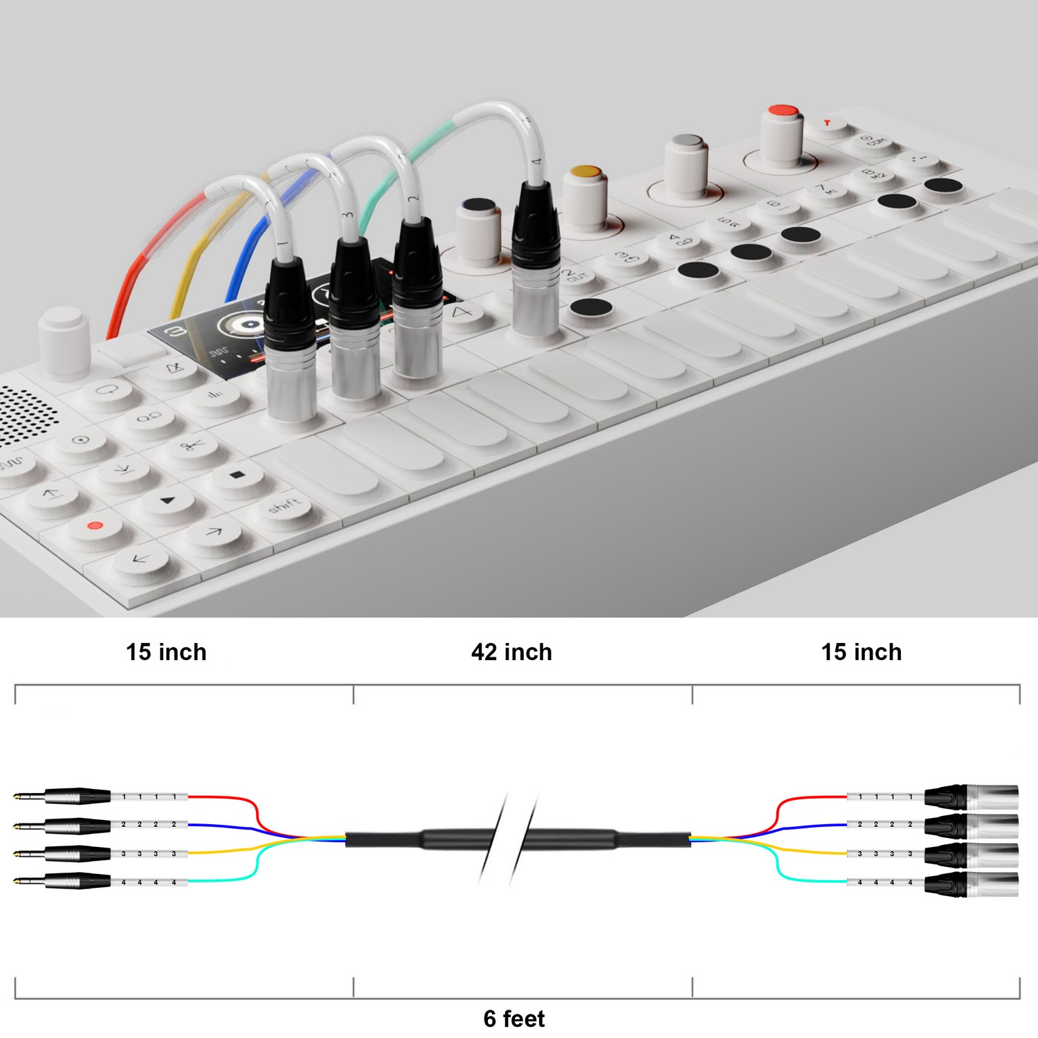 PRORECK PR-TRS/XLR-4*6F | TRS to XLR(Female) Cable 6ft 4 Channel | Speaker Cable