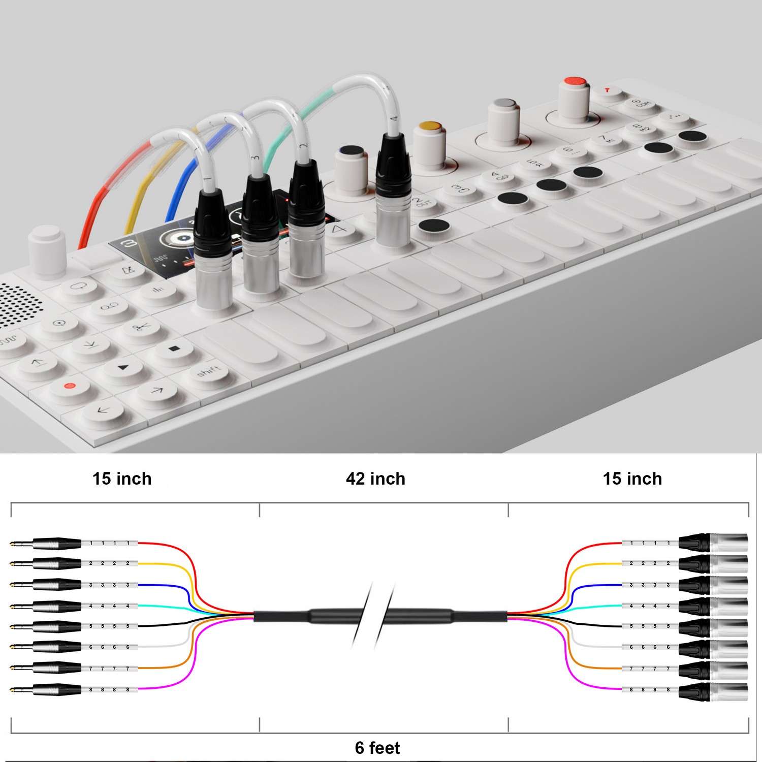 PRORECK PR-TRS/XLR-8*6F | TRS to XLR(Female) Cable 6ft 8 Channel | Speaker Cable