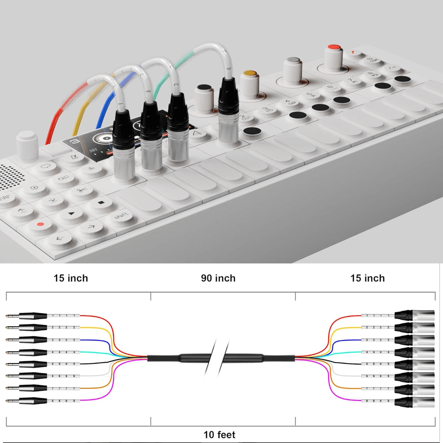 PRORECK TRS to XLR Cable 10ft | 8 Channel Audio Cable Standard