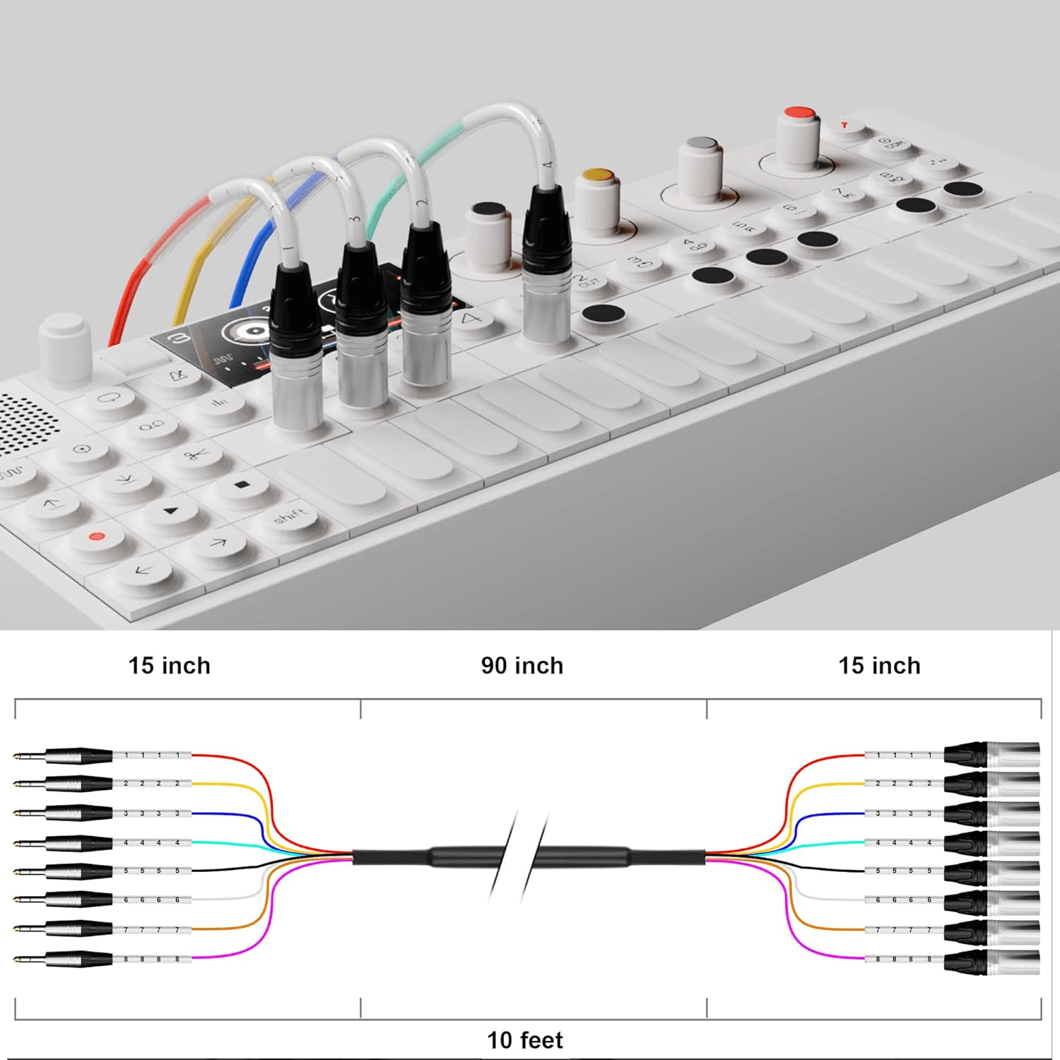 PRORECK TRS to XLR Cable 10ft | 8 Channel Audio Cable Standard