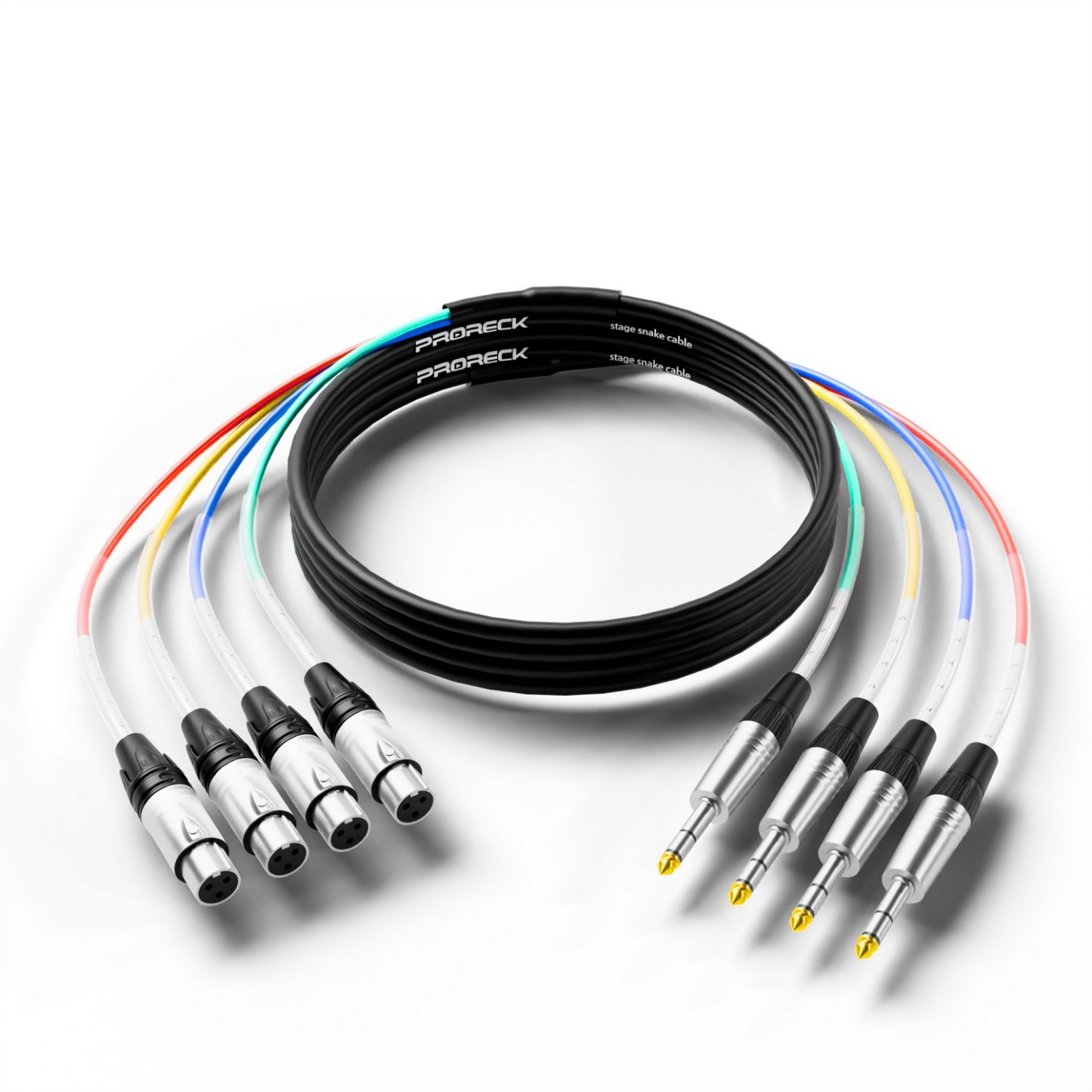 PRORECK PR-TRS/XLR-4*15F | TRS to XLR(Female) Cable 15ft 4 Channel | Speaker Cable