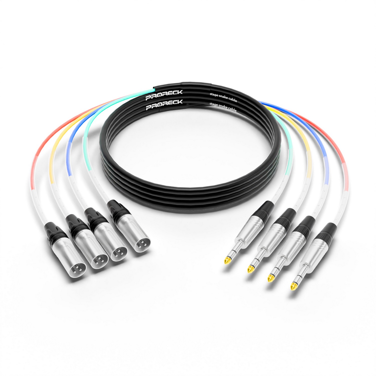 PRORECK PR-TRS/XLR-4*15M | TRS to XLR(Male) Cable 15ft 4 Channel | Speaker Cable
